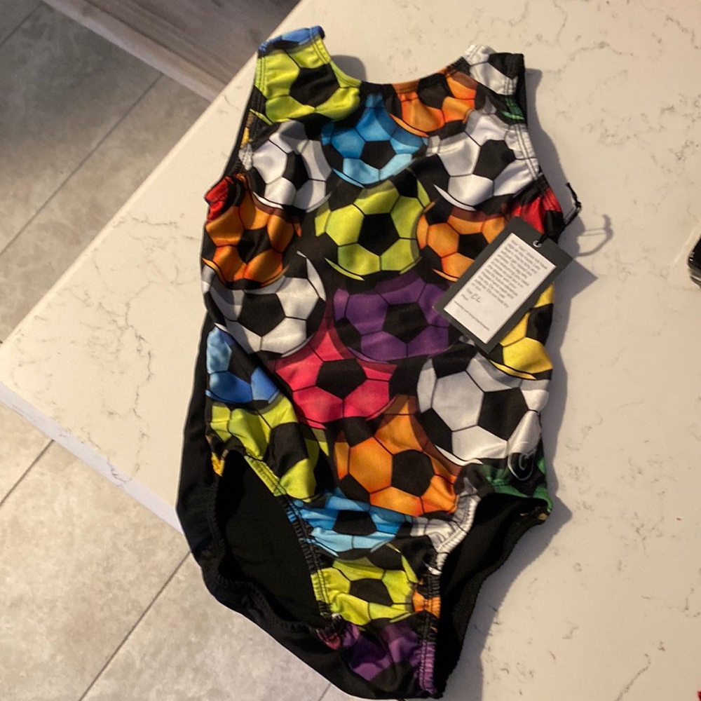 Girls Leotard Soccer Ball Print